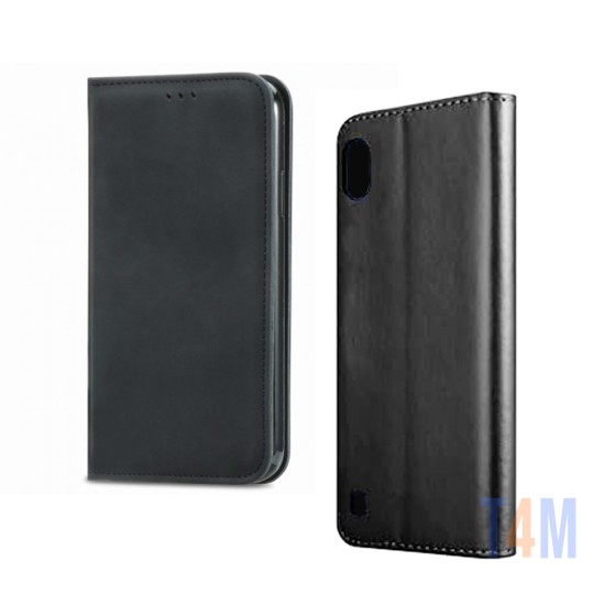 Leather Flip Cover with Internal Pocket For Samsung Galaxy A10 Black